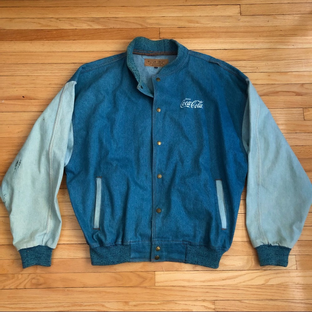 VINTAGE Coca Cola Denim Bomber Jacket | XL